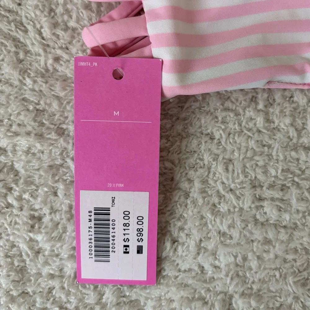 Janie and Jack Swim Top Girls M Pink White Striped‎ Reversable Bikini Top Beach